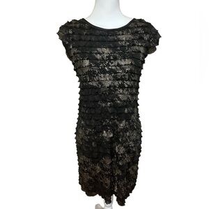 Sassia Black Layered Lace‎ Ruffle Cocktail Dress Size 3 Juniors